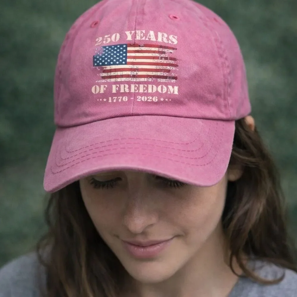 250 Years of Freedom 1776–2026 Pink Patriotic Baseball Cap USA Hat